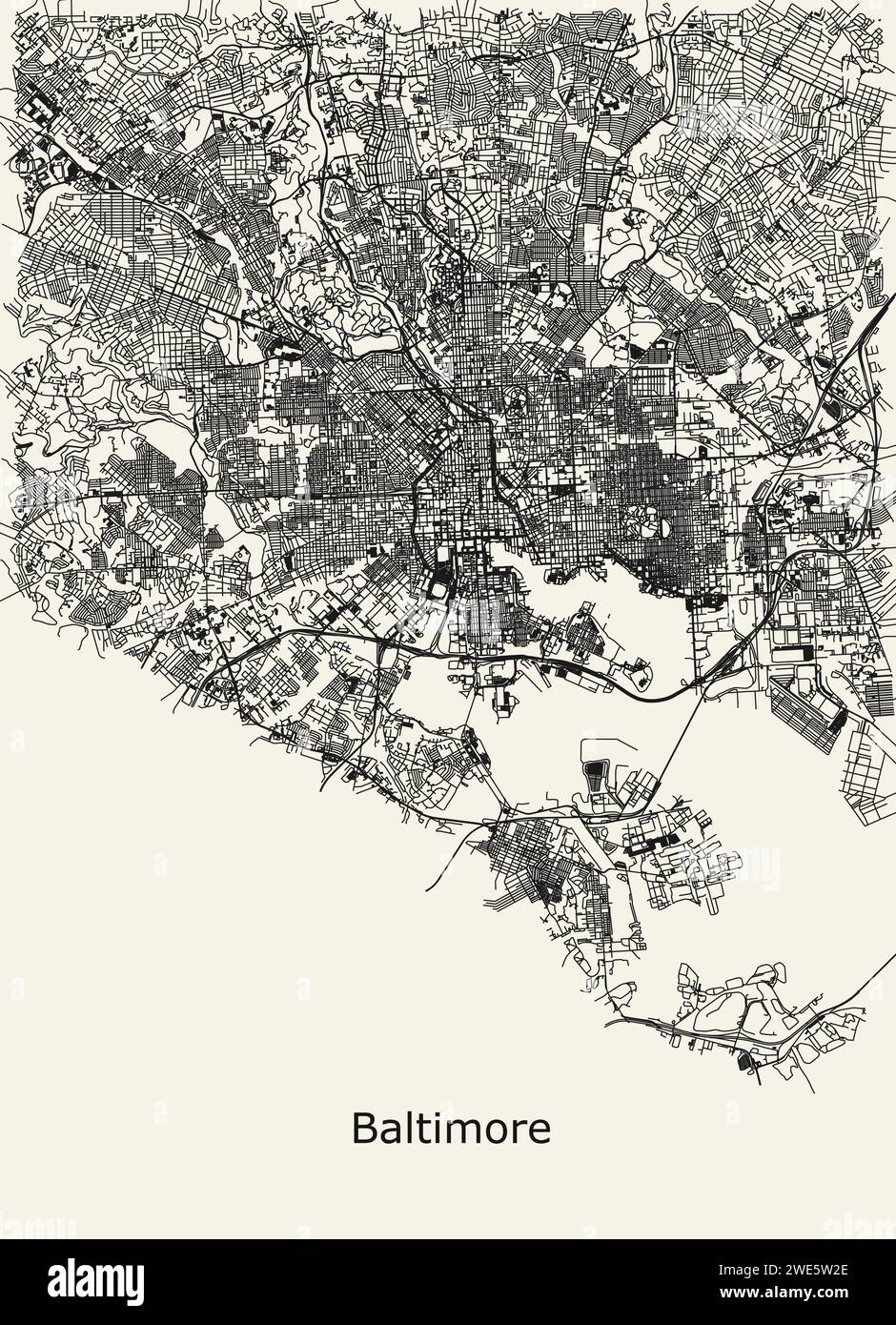 Vector map of Baltimore Maryland - Vector Map Of Baltimore Maryland Usa 2WE5W2E