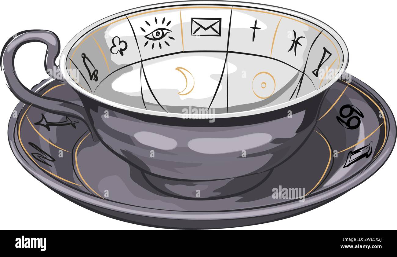 Occult concept. Astrology, teacup fortune telling. Modern and