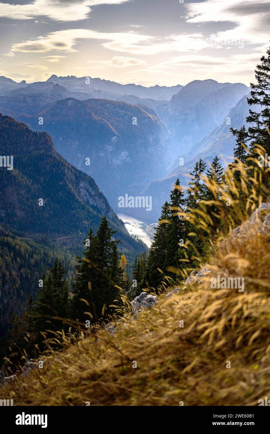View from Jenner to Königssee, hiking on Mount Jenner at Königssee in ...