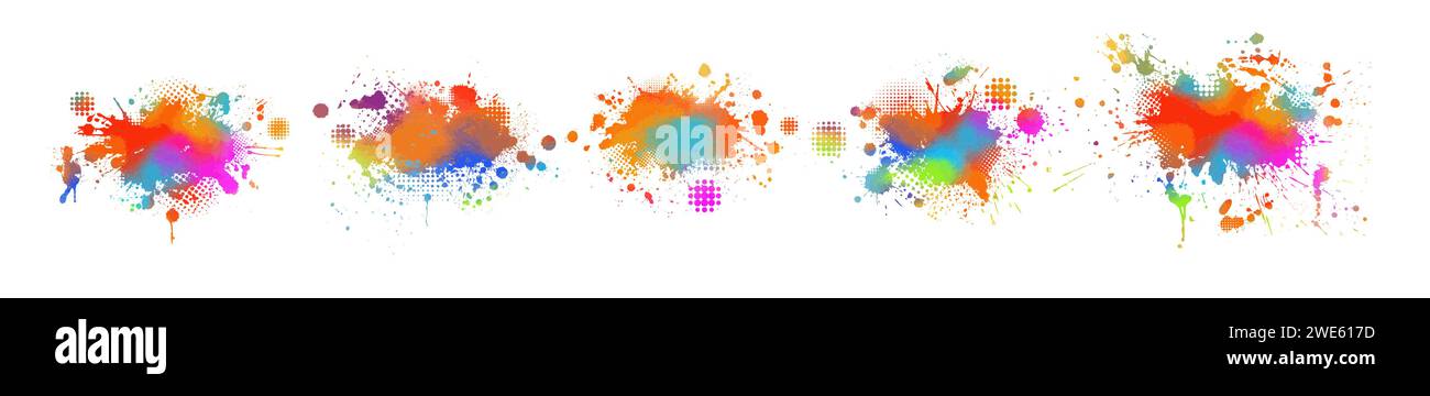 Set Colored blots object. hand drawing. Not AI, Vector illustration Stock Vector