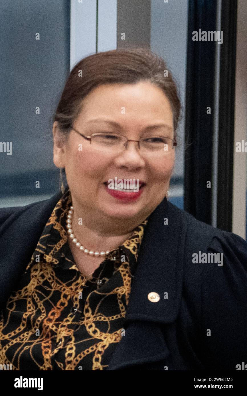 United States Senator Tammy Duckworth (Democrat of Illinois) walks