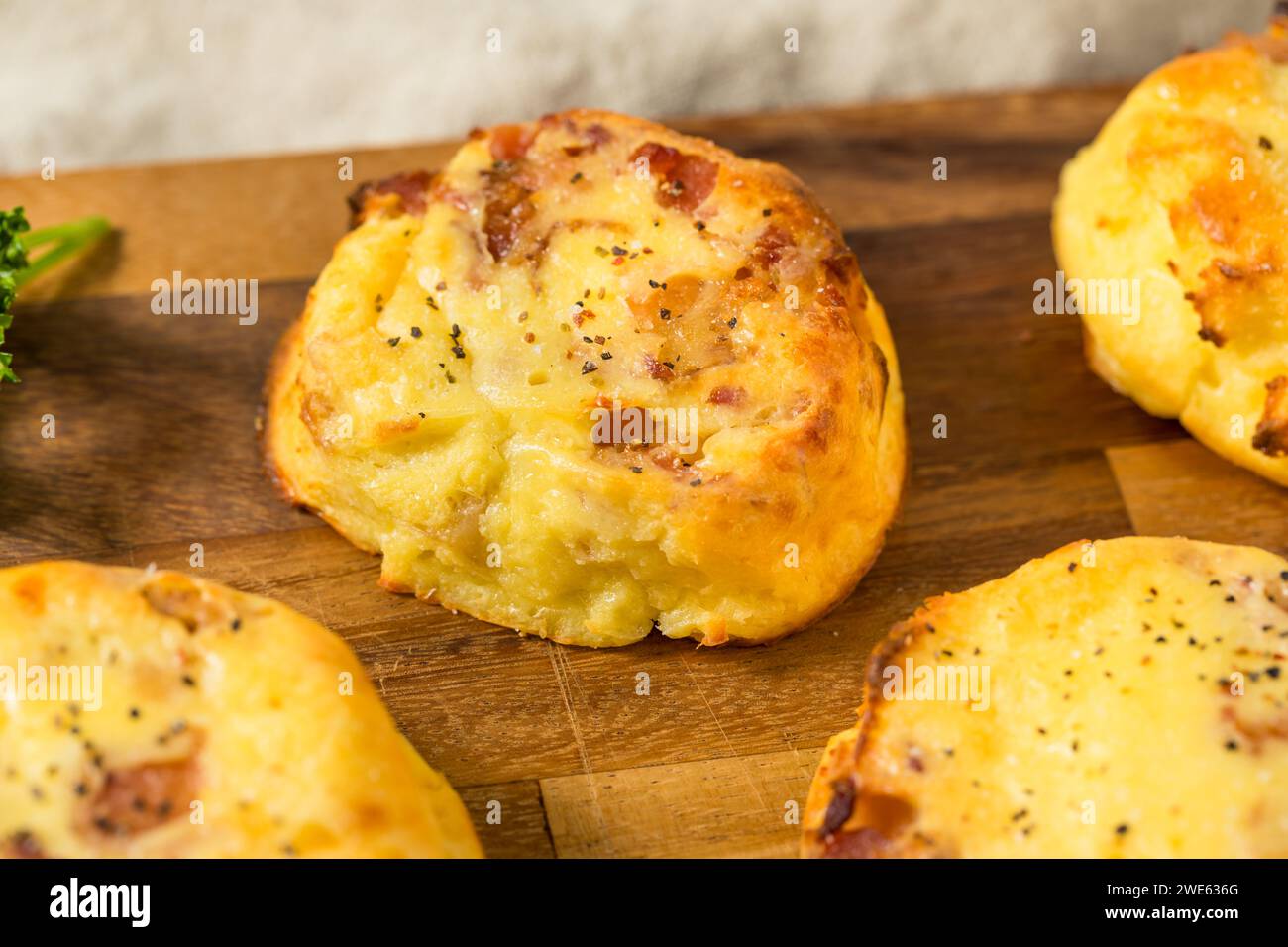 Homemade Sous Vide Egg Bites with Bacon and Cheese Stock Photo Alamy