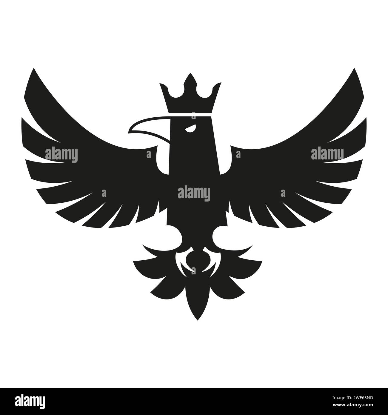 Illustration vector graphic template of crow bird side view silhouette