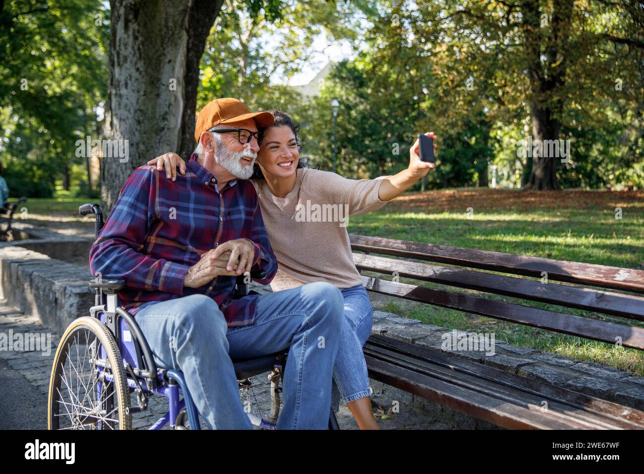 Caregiver senior women selfie hi-res stock photography and images - Alamy