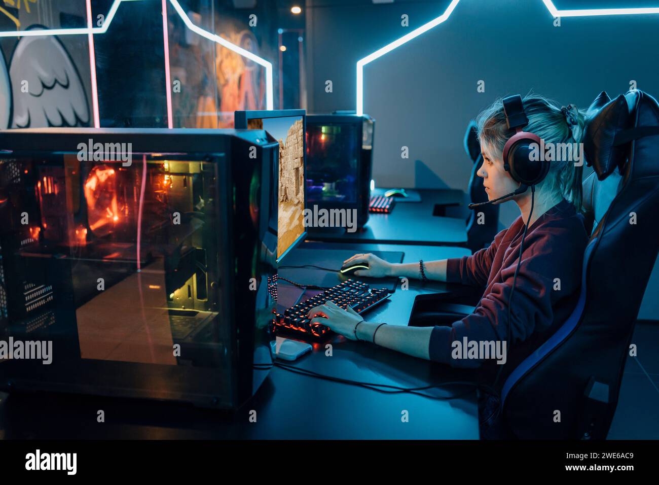 Professional gamer playing esports on gaming station Stock Photo Alamy