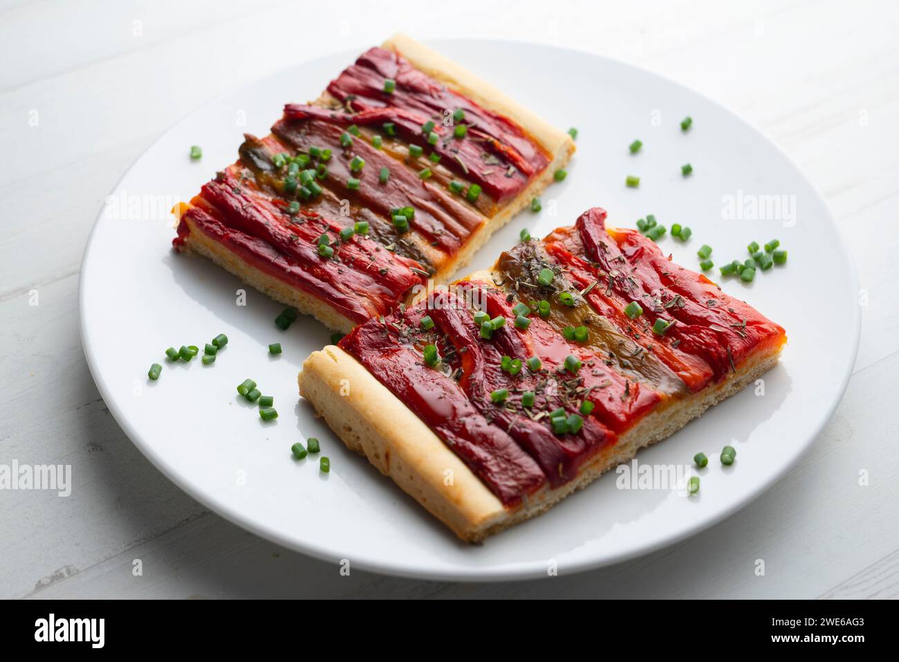 Tart with roasted red pepper Stock Photo