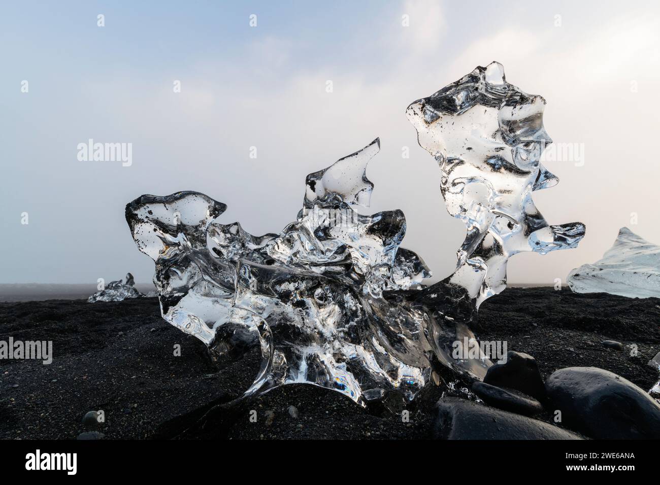 Iceland, Austurland, Close-up of ice crystal on Jokulsarlon Lagoon Stock Photo