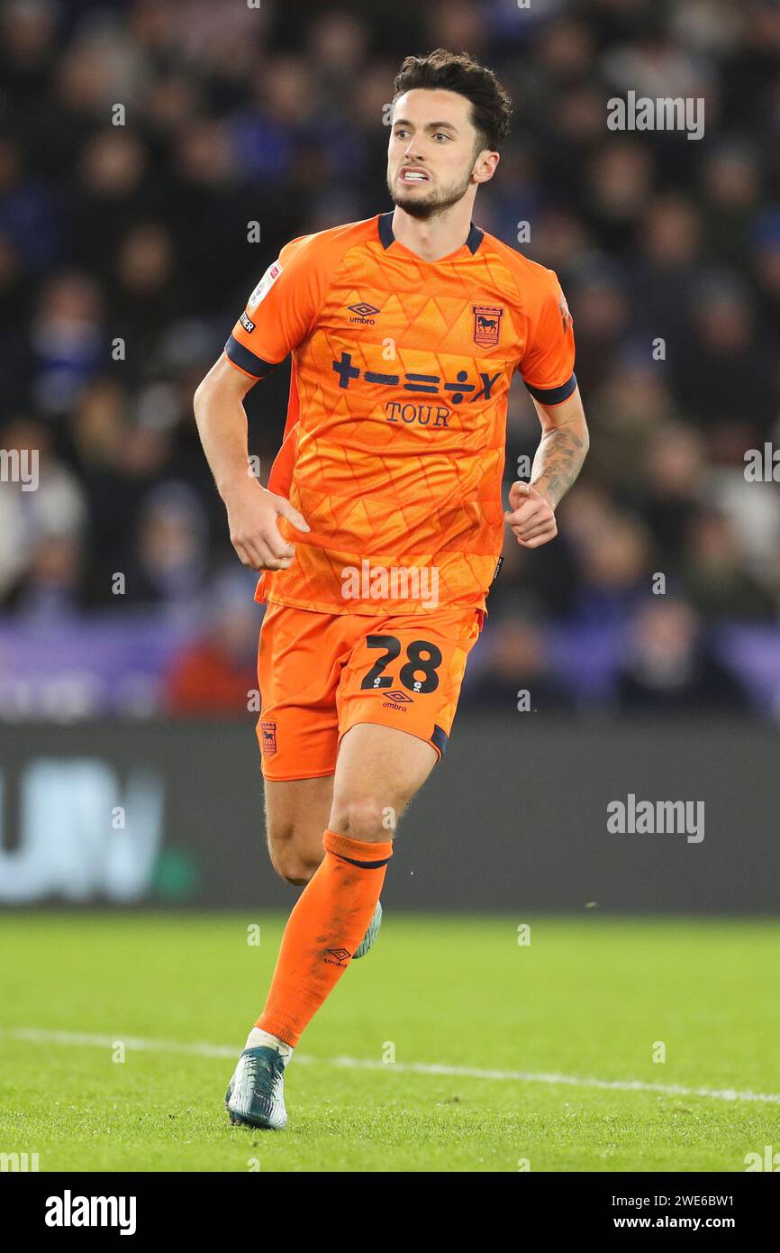 Leicester, UK. 22nd Jan, 2025. Ipswich Town defender Lewis Travis (28
