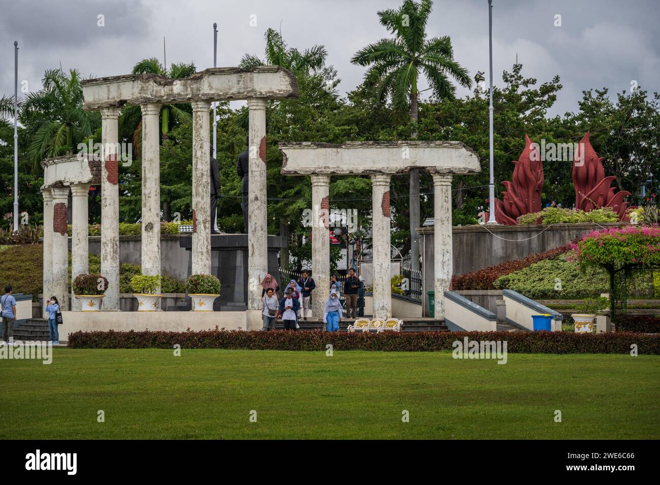 Picture of Surabaya, Indonesia--March, 2, 2023. Tourists visit Heroes Monument ...