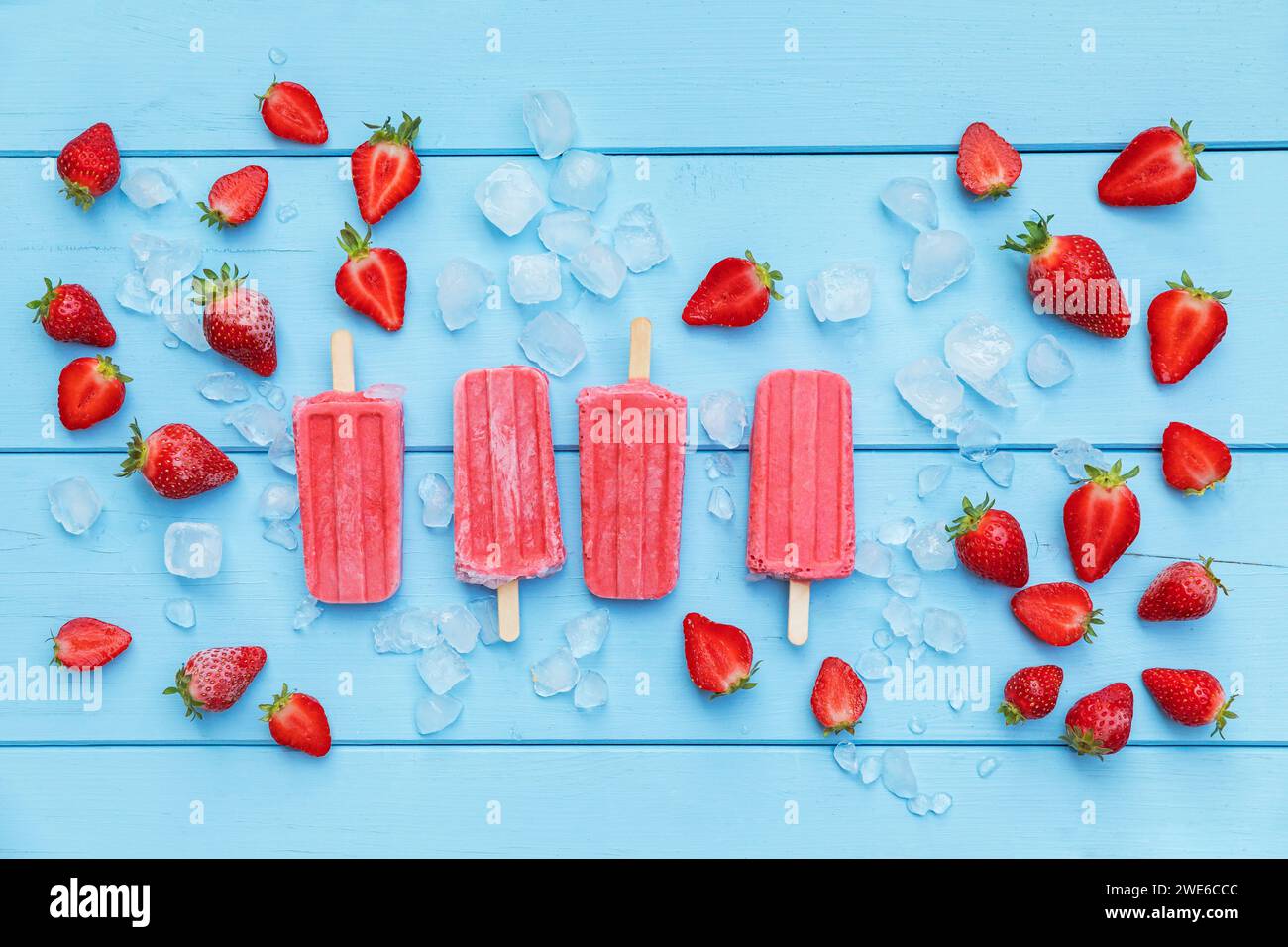 Studio shot of homemade strawberry flavored ice Stock Photo