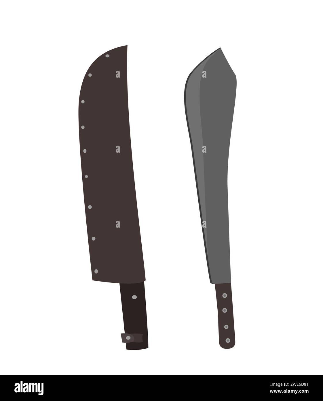 Machete vector design and leather sheath in flat style. Vector illustration Stock Vector