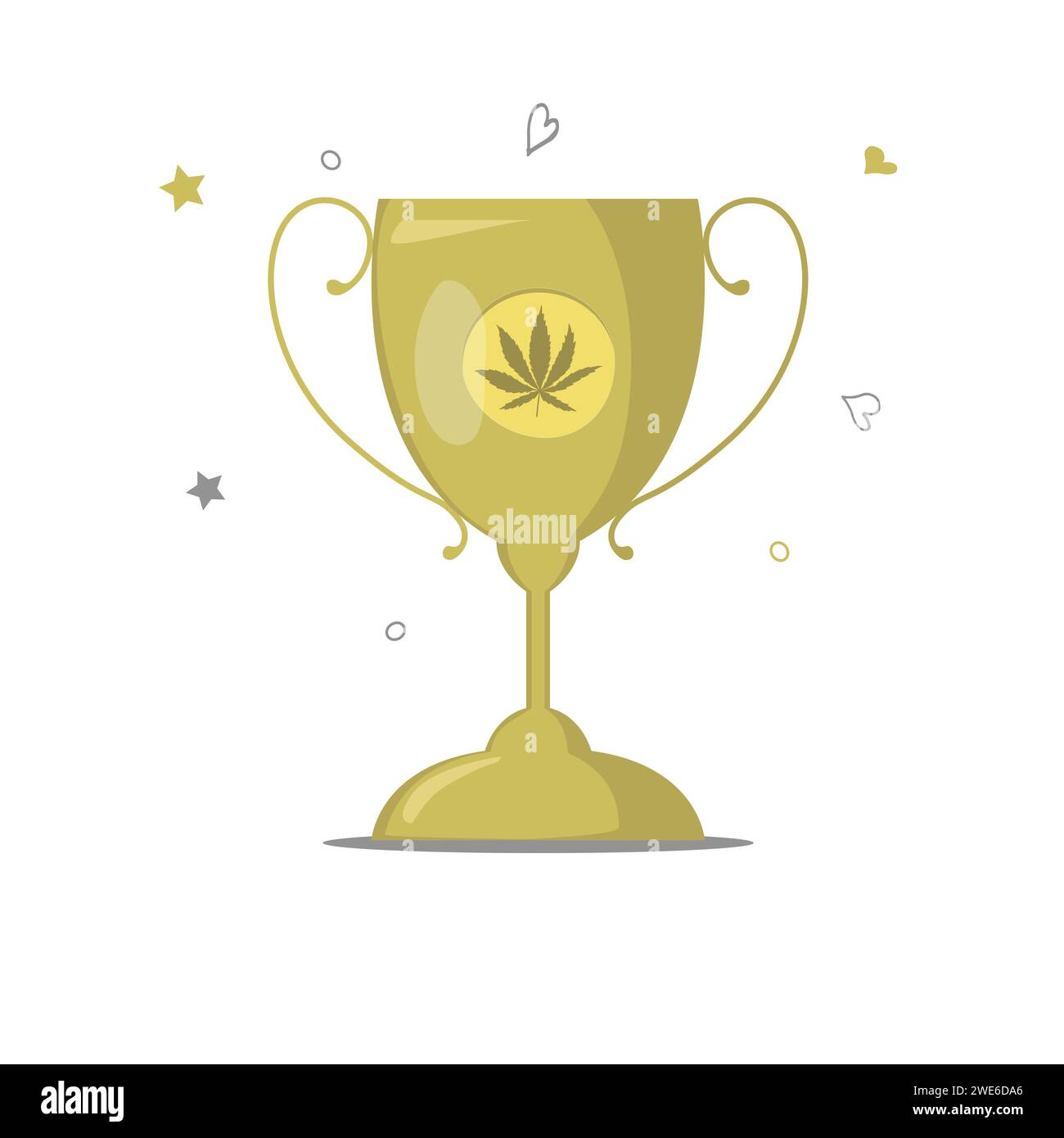 Winner cup with Cannabis leaf isolated illustration Stock Vector