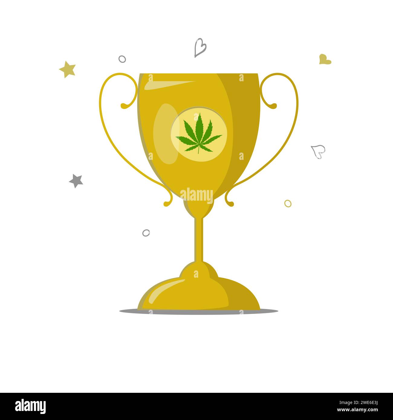 Winner cup with Cannabis leaf isolated illustration Stock Vector