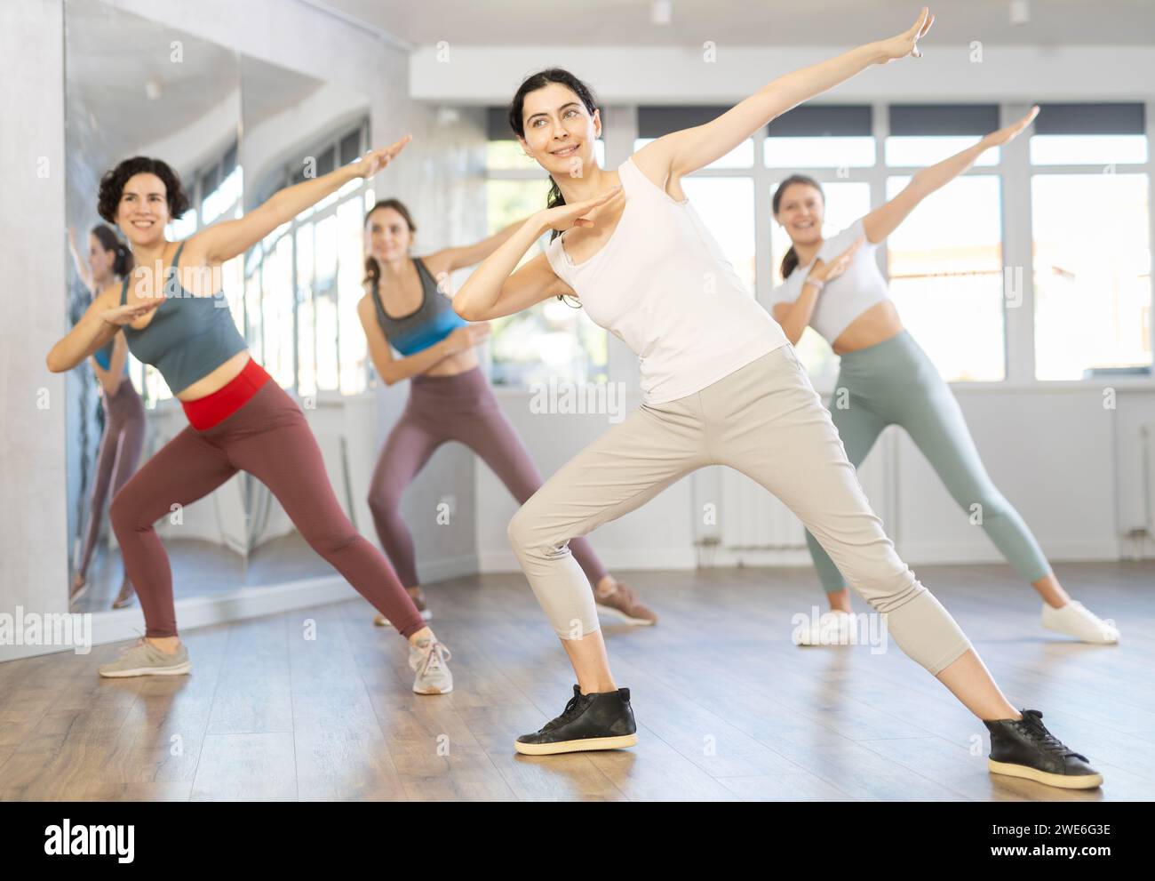 Funk jazz dancers practicing dance moves in studio Stock Photo