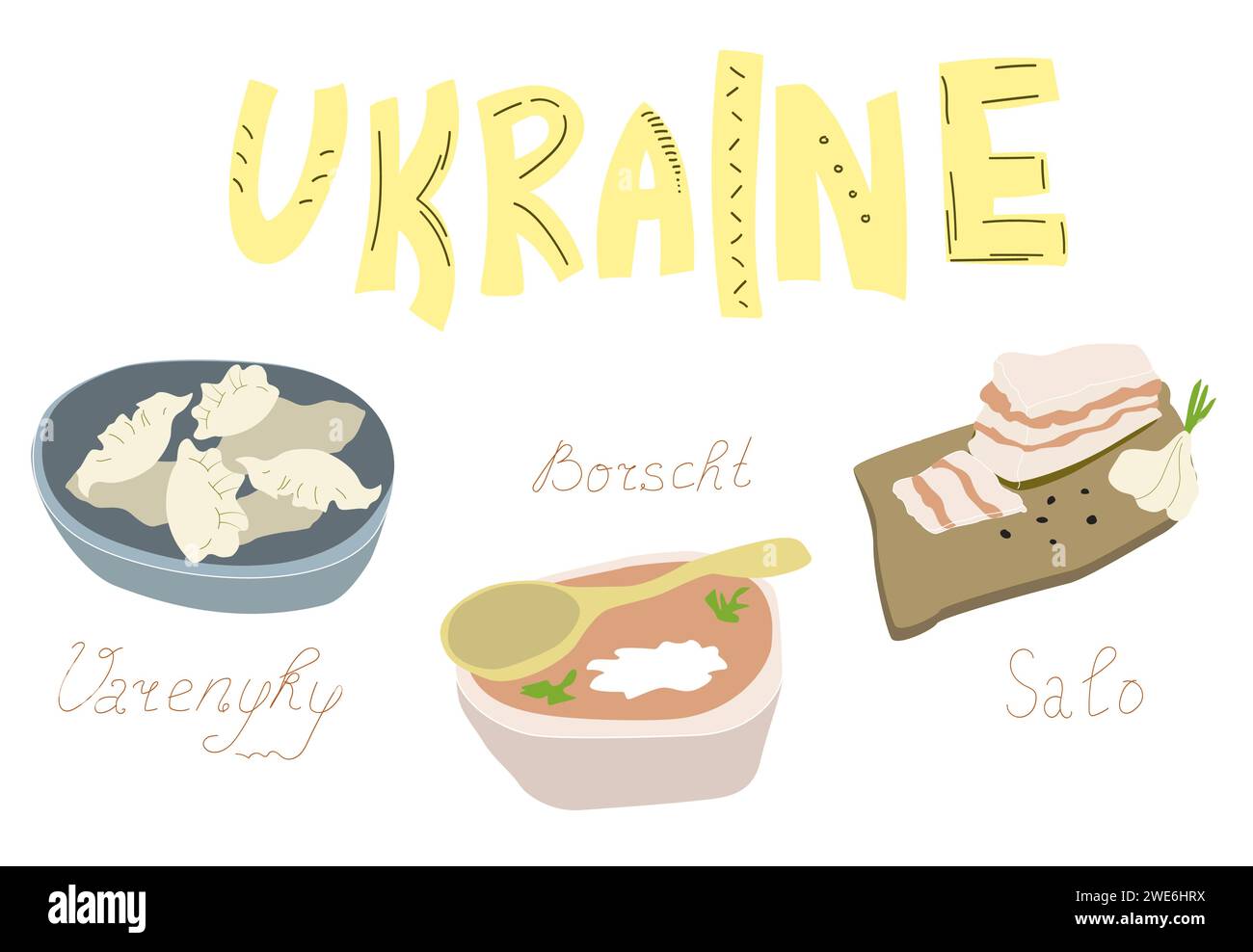 Traditional Food Of Ukraine Set Of Vector Illustrations That Includes traditional-food-of-ukraine-set-of-vector-illustrations-that-includes