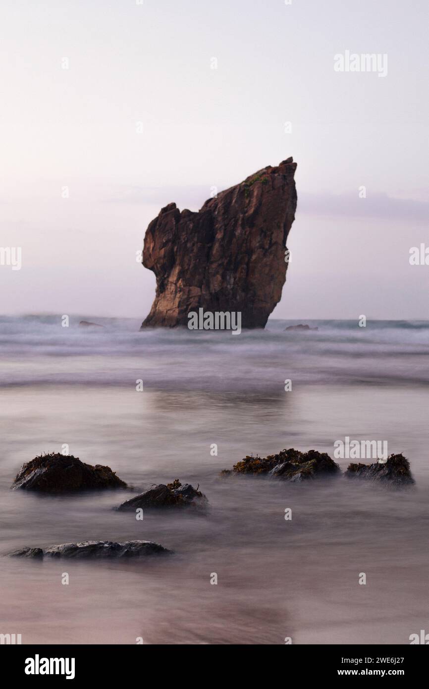Rock formations in Aguilar beach, Asturias, Spain Stock Photo