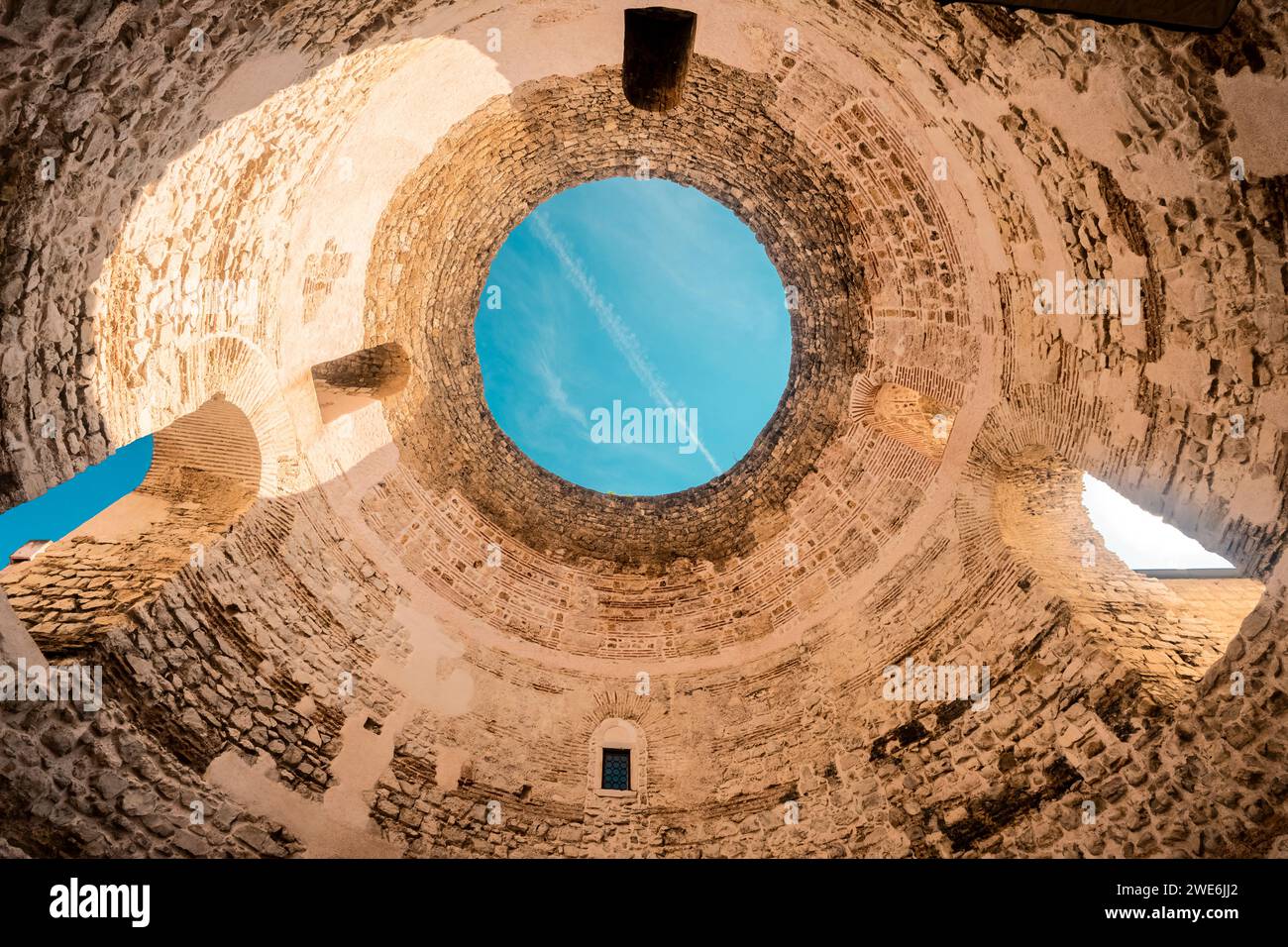 Croatia, Split-Dalmatia County, Split, Directly below view of Vestibule in Diocletians Palace Stock Photo