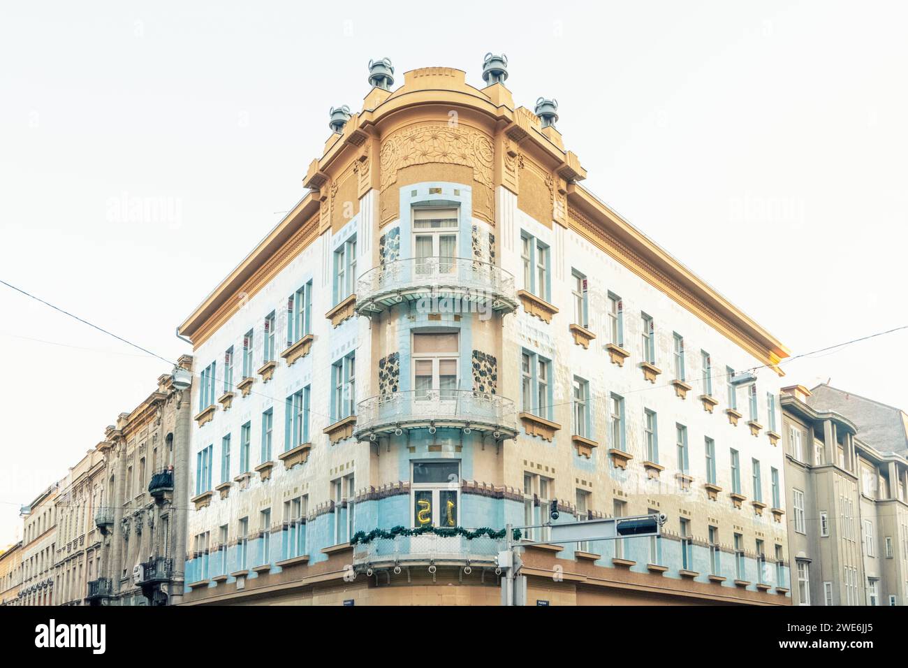 Croatia, Zagreb, Corner of Art Deco apartment building Stock Photo Alamy