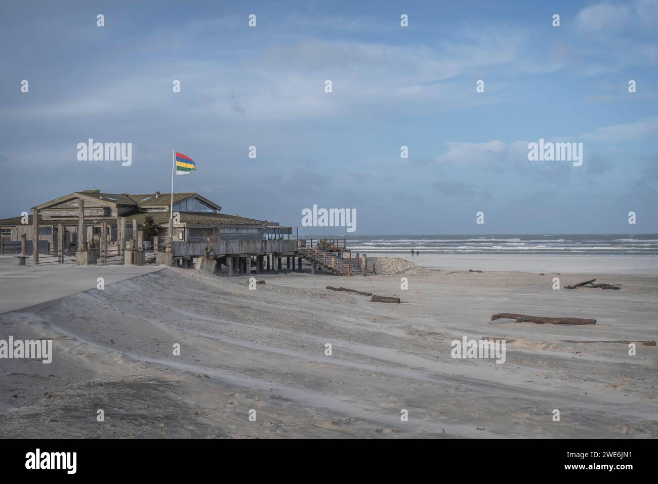 Netherlands, Friesland, Terschelling, Restaurant on sandy beach Stock ...