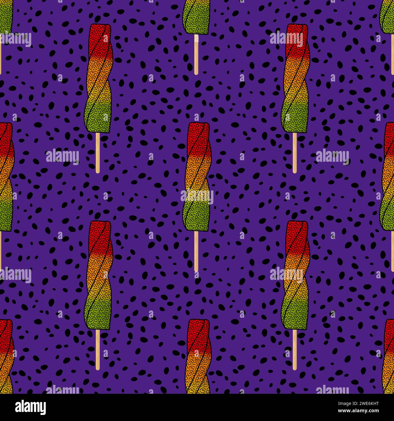 Summer cartoon food seamless ice cream pattern for wrapping paper and ...