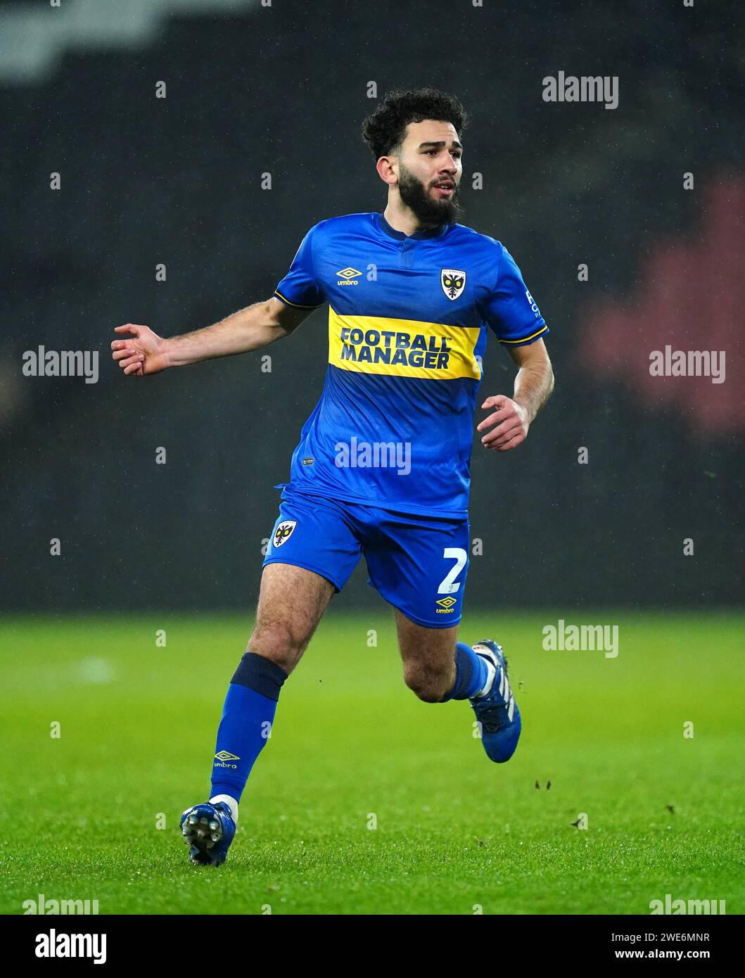 AFC Wimbledon's Huseyin Biler during the Sky Bet League Two match at Stadium MK, Milton Keynes. Picture date: Tuesday January 23, 2024. Stock Photo