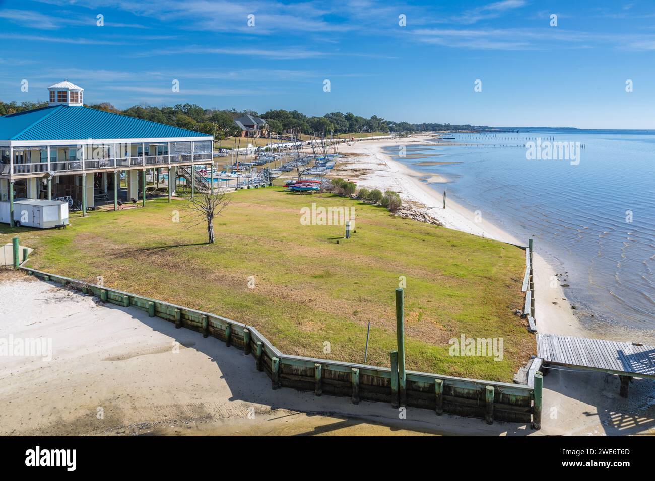 Catamarans at the Ocean Springs Yacht Club on Front Beach in Ocean