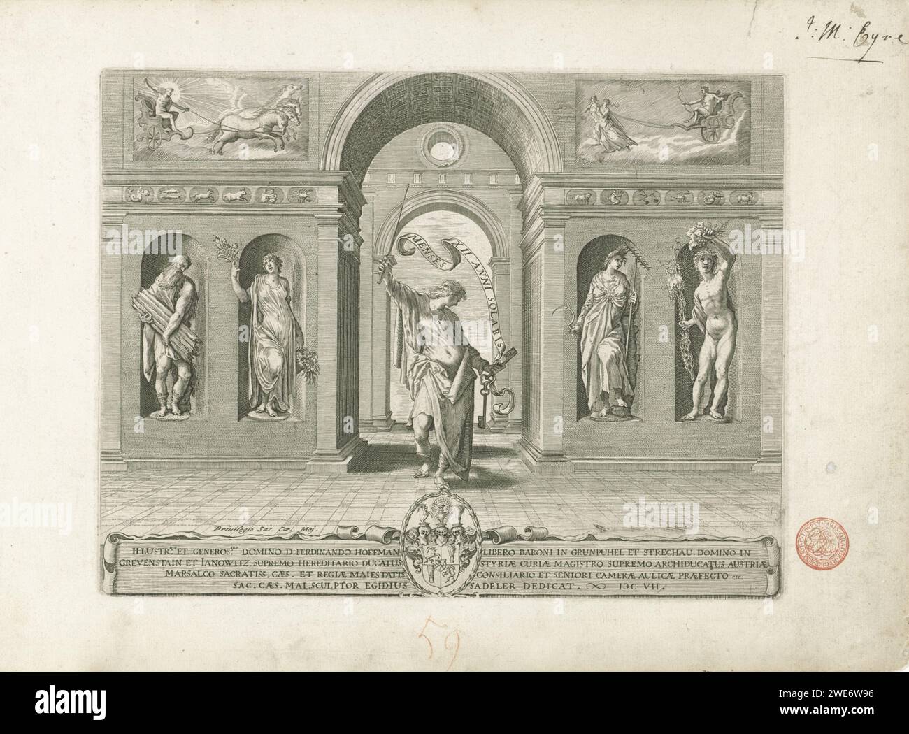 Janus en de Vier Seizoenen, Giles Sadeler (2), 1607 print In the middle ...