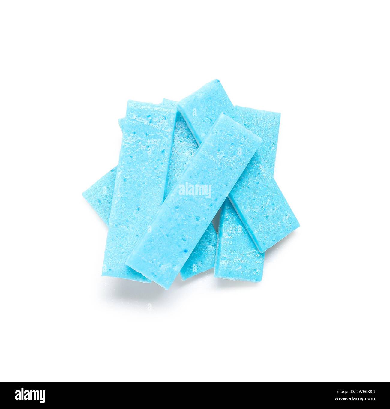 Blue chewing gums on white background Stock Photo Alamy