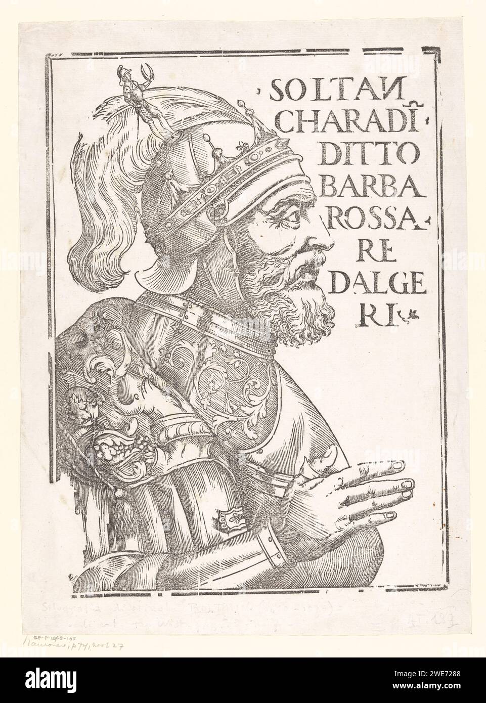 Portray Van Hayreddin Barbarossa, Anonymous, c. 1535 print  Italy paper  historical persons Stock Photo