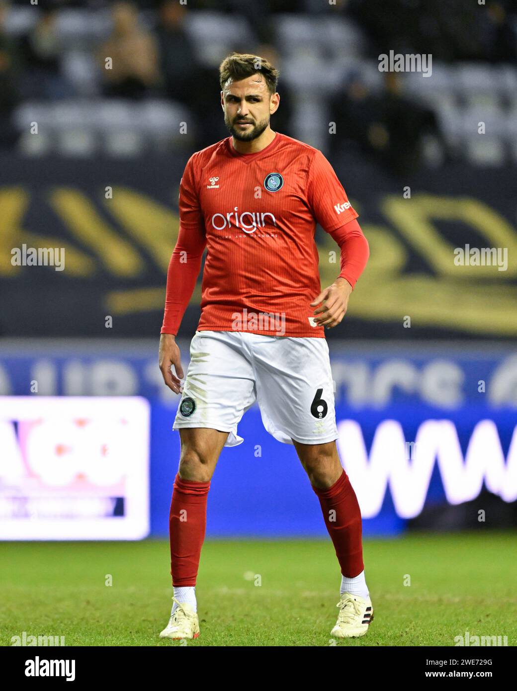 Ryan Tafazolli of Wycombe Wanderers, during the Sky Bet League 1 match Wigan Athletic vs Wycombe Wanderers at DW Stadium, Wigan, United Kingdom, 23rd January 2024  (Photo by Cody Froggatt/News Images) Stock Photo
