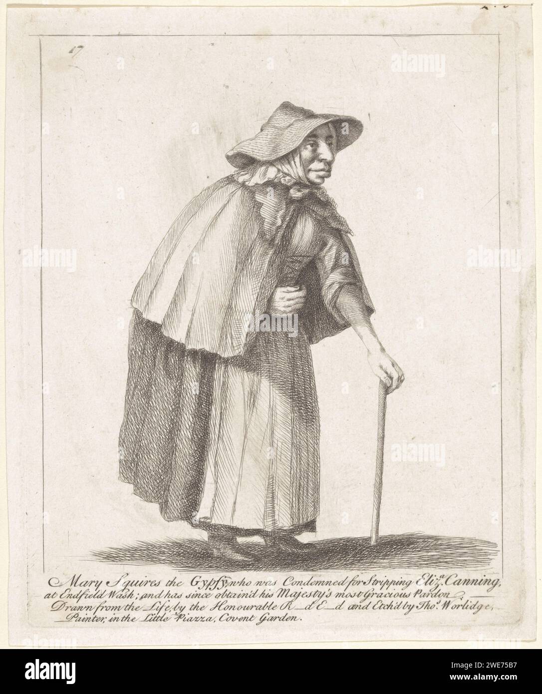 Portret van Mary Squires, Thomas Worlidge, after Richard Edgcumbe (2e Baron Edgcumbe), 1753 - 1755 print   paper etching / drypoint historical person (with NAME) - BB - woman - historical person (with NAME) portrayed alone Stock Photo