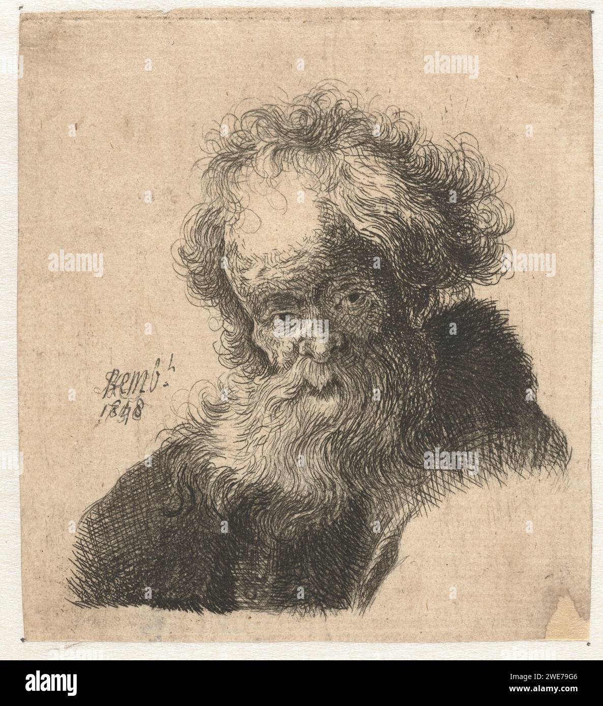 Bust of an old man with flowing beard and white sleeve, James Holland ...