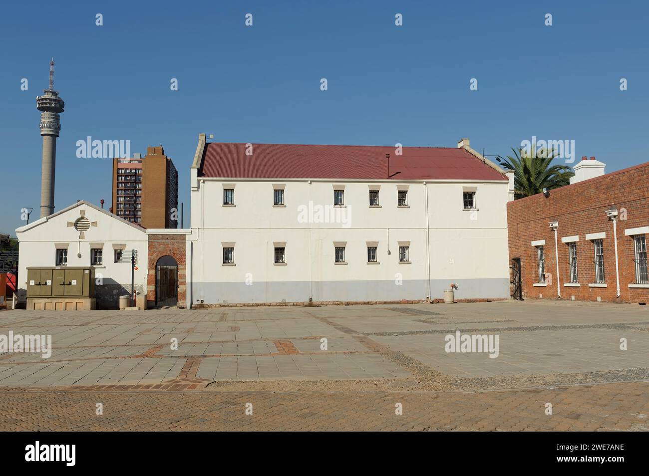 Constitutional Hill in downtown Johannesburg used to be a prison that once held Mahatma Gandhi and Nelson Mandela and is now a museum to Apartheid Stock Photo
