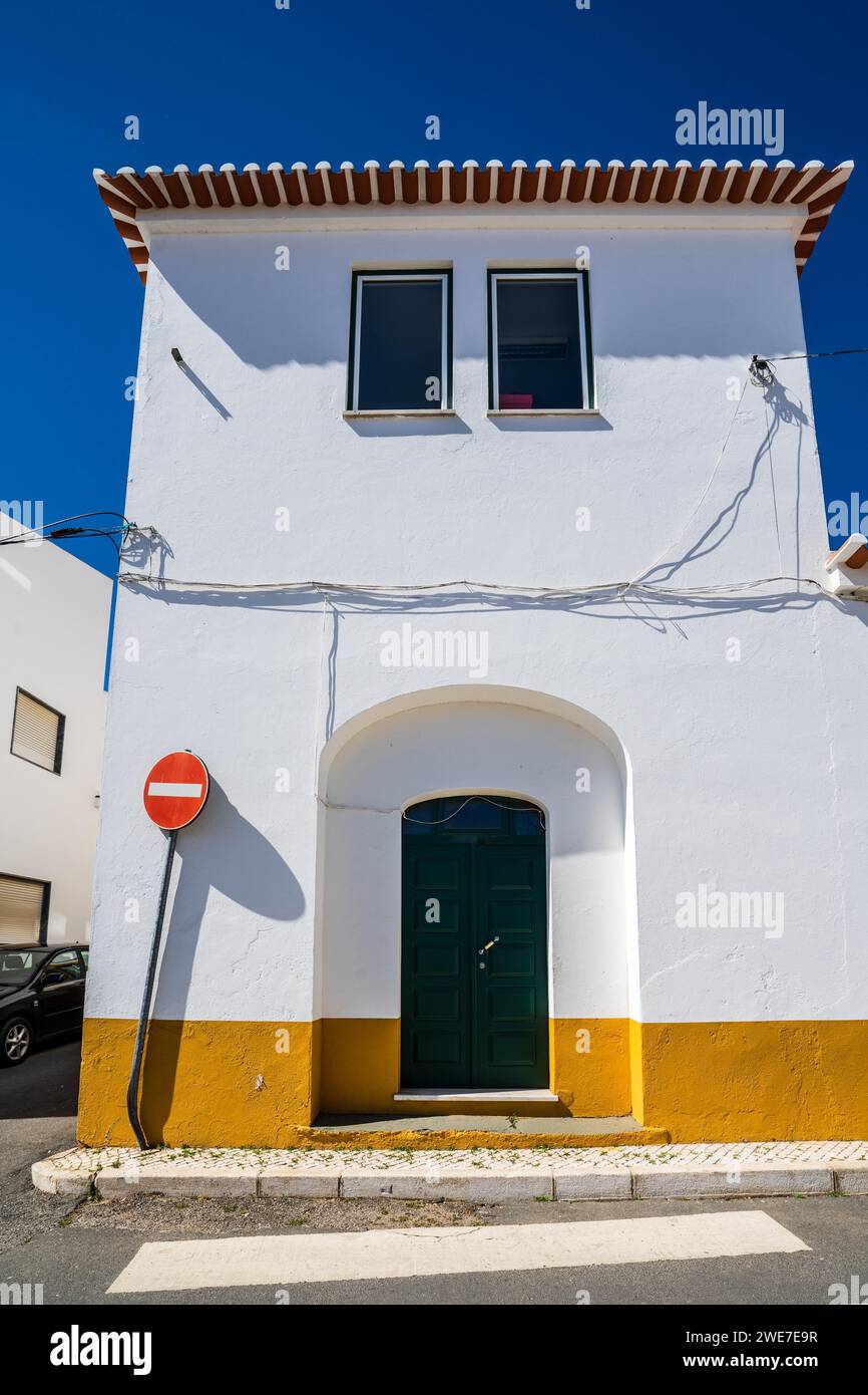 Traditional architecture in downtown of Almodovar, Alentejo, Portugal Stock Photo