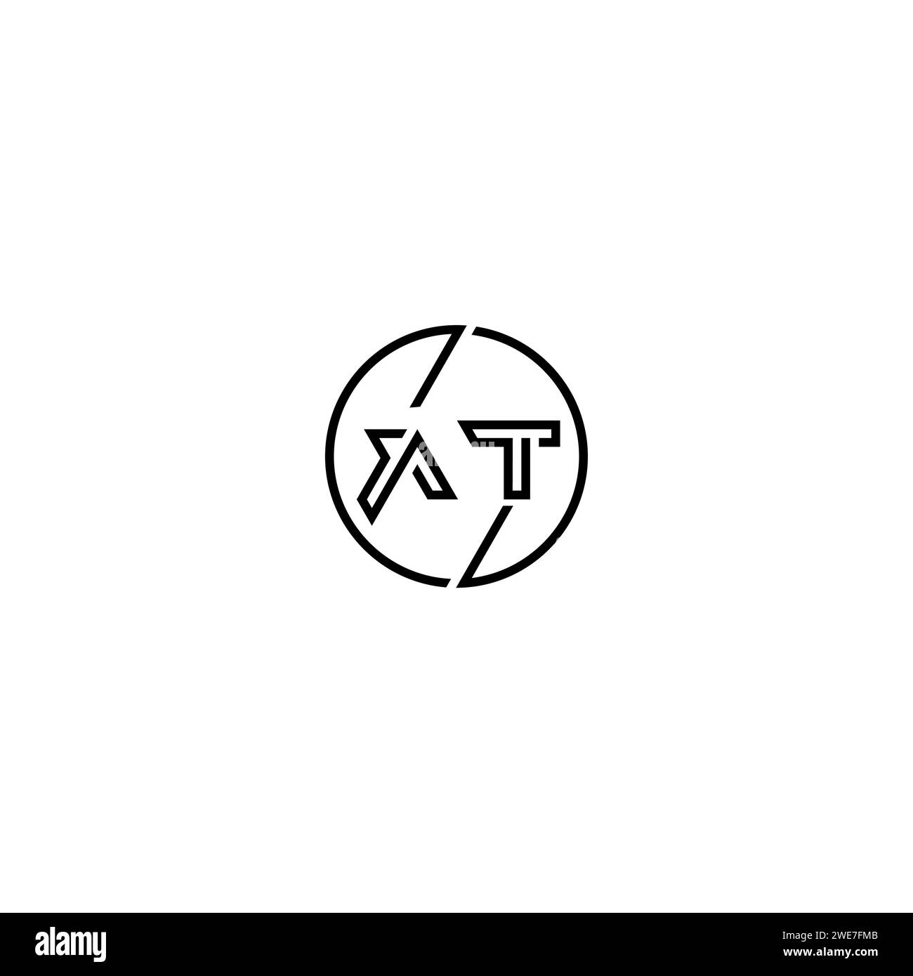 AT simple outline concept logo and circle of initial design black and ...