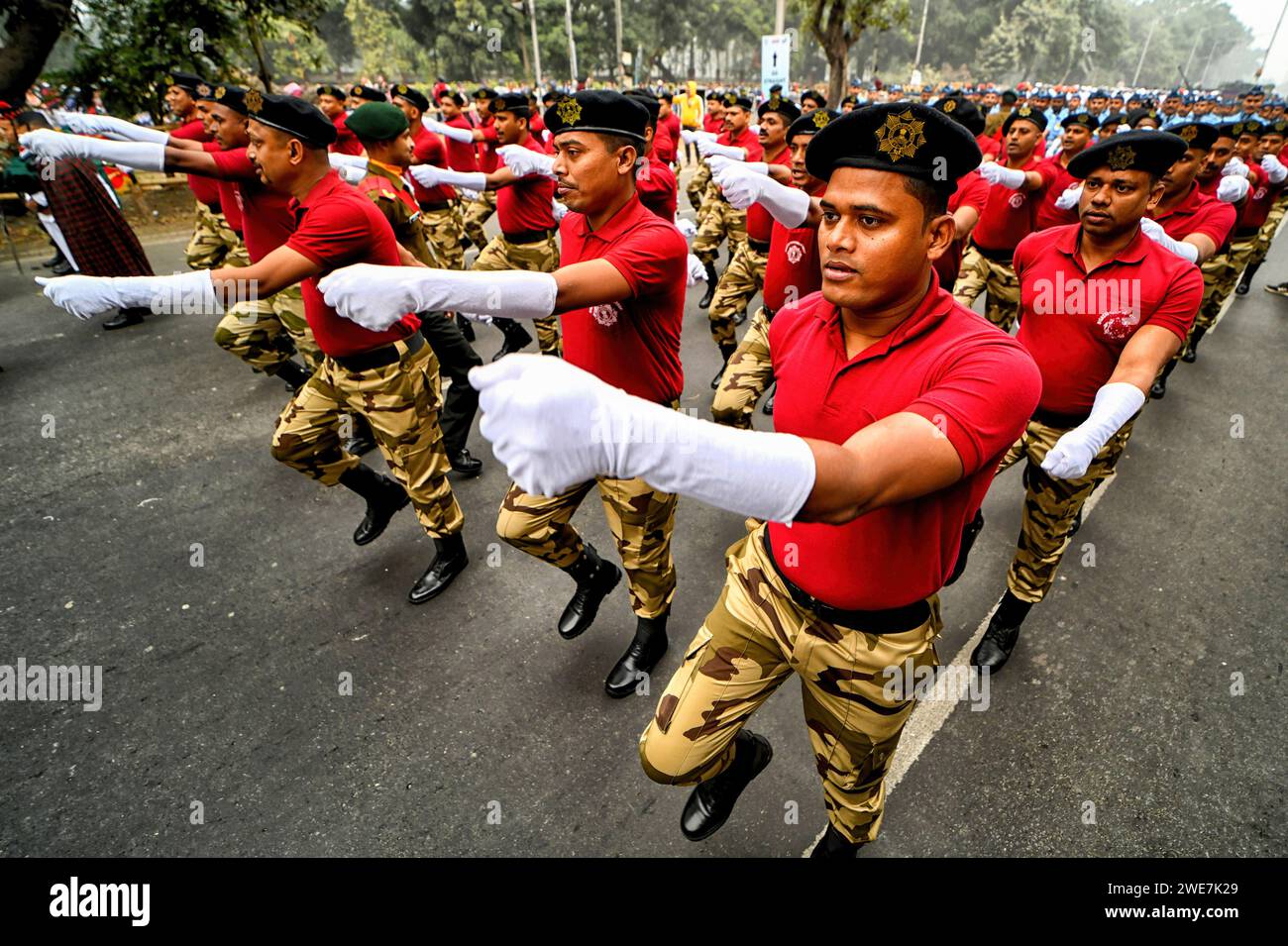 Kolkata, India. 22nd Jan, 2024. Army Contingent of Kolkata Reserve