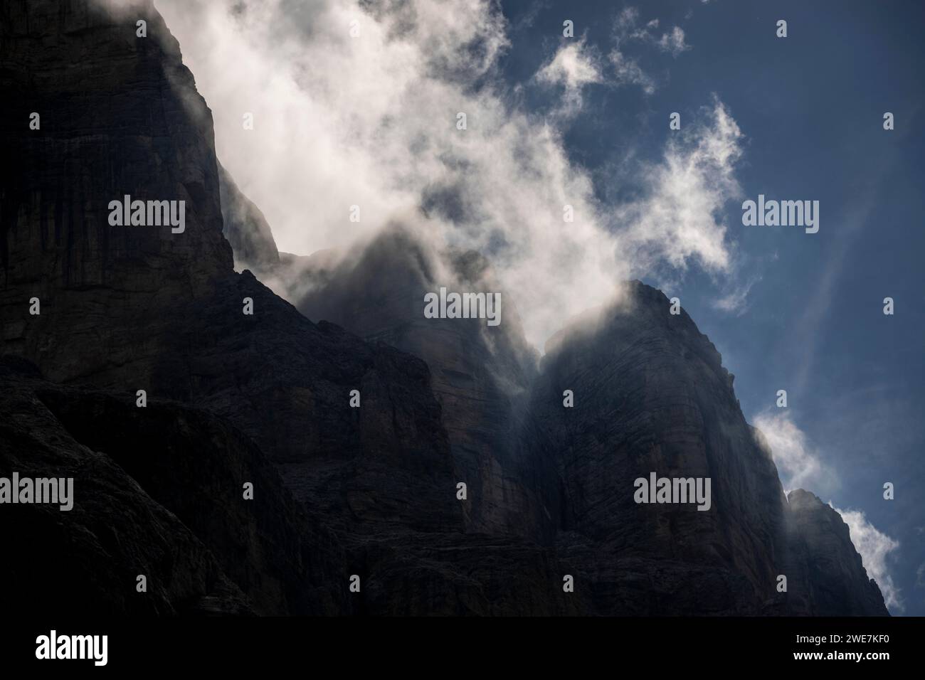 Dolomite peaks in clouds, Corvara, Dolomites, Italy Stock Photo - Alamy