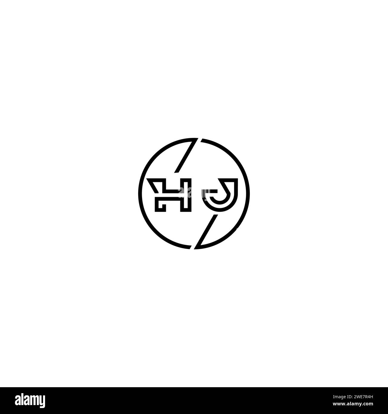 HJ simple outline concept logo and circle of initial design black and ...