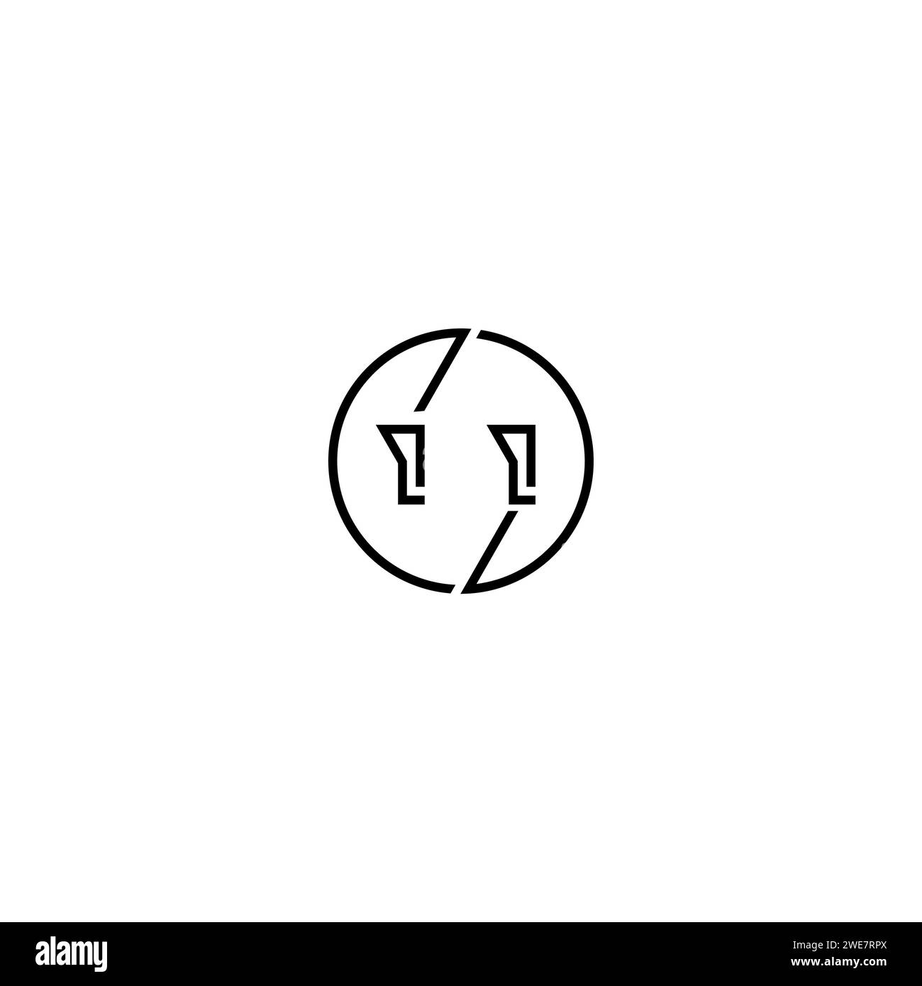 II simple outline concept logo and circle of initial design black and ...