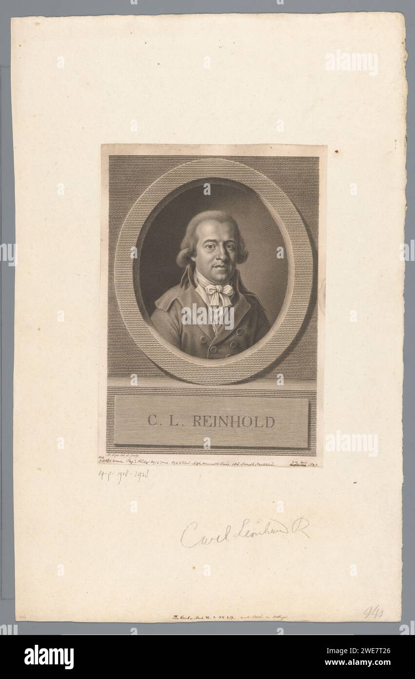 PortraT van Carl Leonhard Reinhold, Johann Heinrich Lips, 1768 - 1817 print   paper engraving historical persons Stock Photo