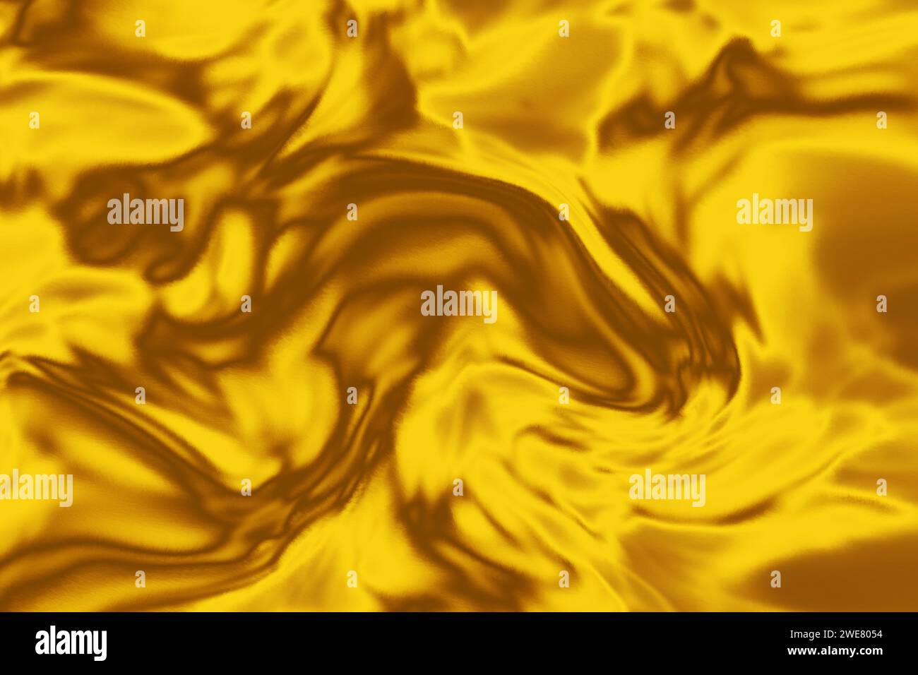 Digital generated yellow gold fluid foil texture as abstract background. Stock Photo