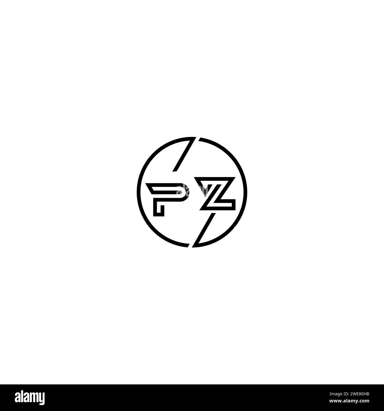 PZ simple outline concept logo and circle of initial design black and ...