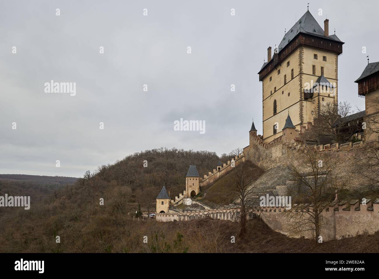Karlstejn famous gothic Bohemian castle near Prague capital of Czech Republic built by Holy Roman Emperor Charles IV Stock Photo