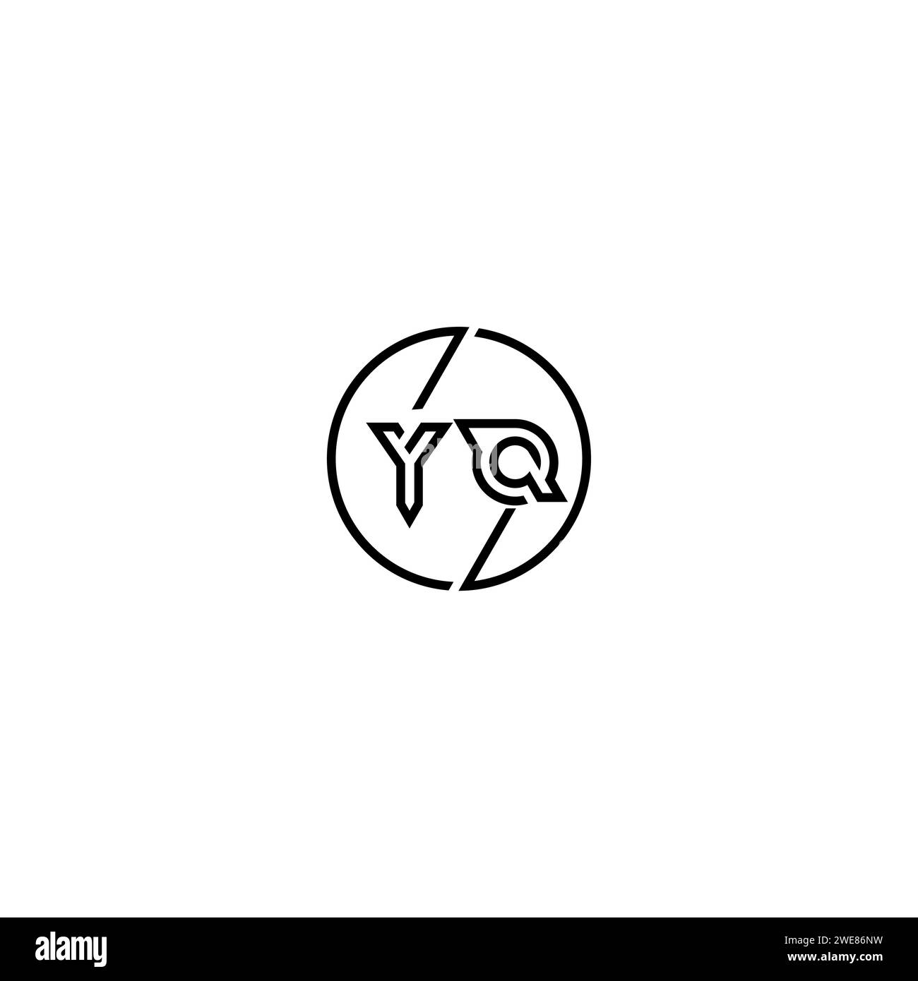 YQ simple outline concept logo and circle of initial design black and ...