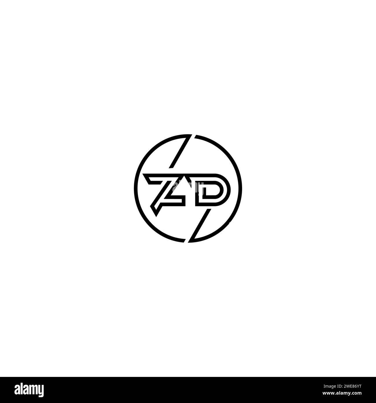 ZD Simple Outline Concept Logo And Circle Of Initial Design Black And 