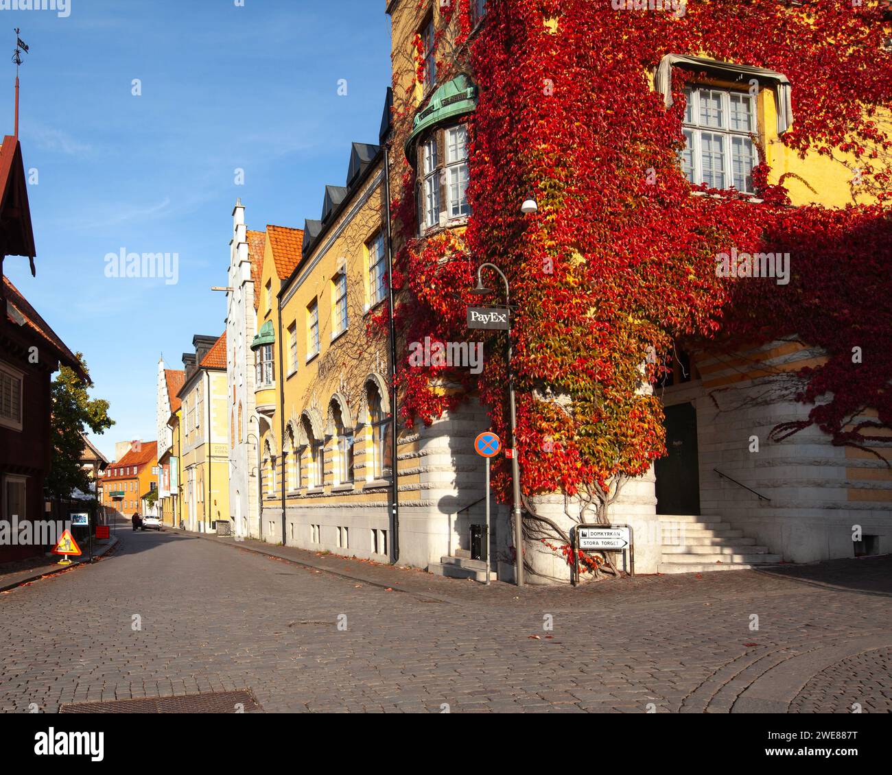 VISBY, SWEDEN ON OCTOBER 10, 2019. Street view of old buildings. Beautiful buildings in the City. Editorial use. Stock Photo