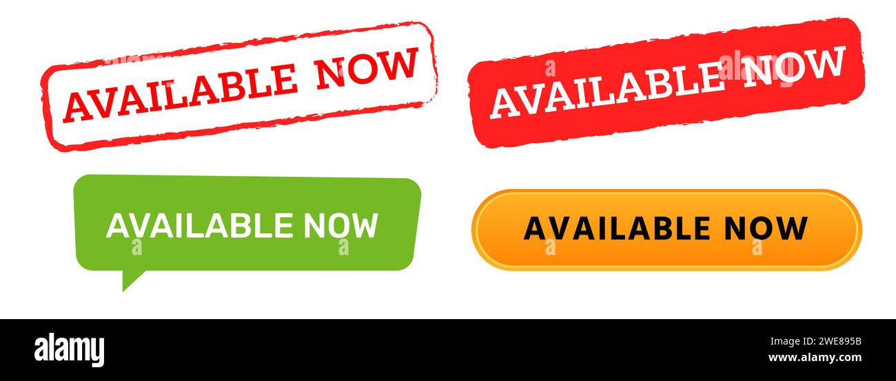 Available now stamp status product availability button chat bubble