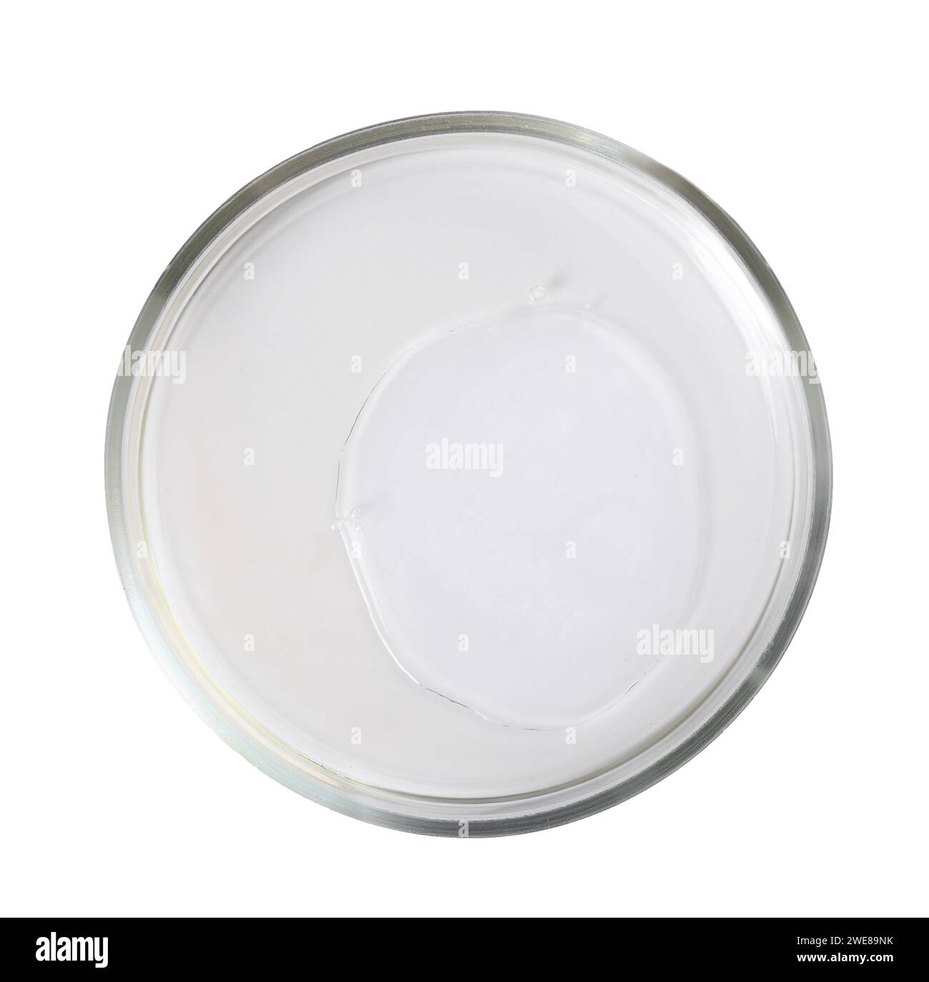 Petri dish with liquid sample isolated on white, top view Stock Photo ...