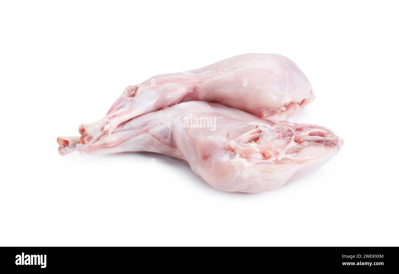 Fresh raw rabbit legs isolated on white Stock Photo