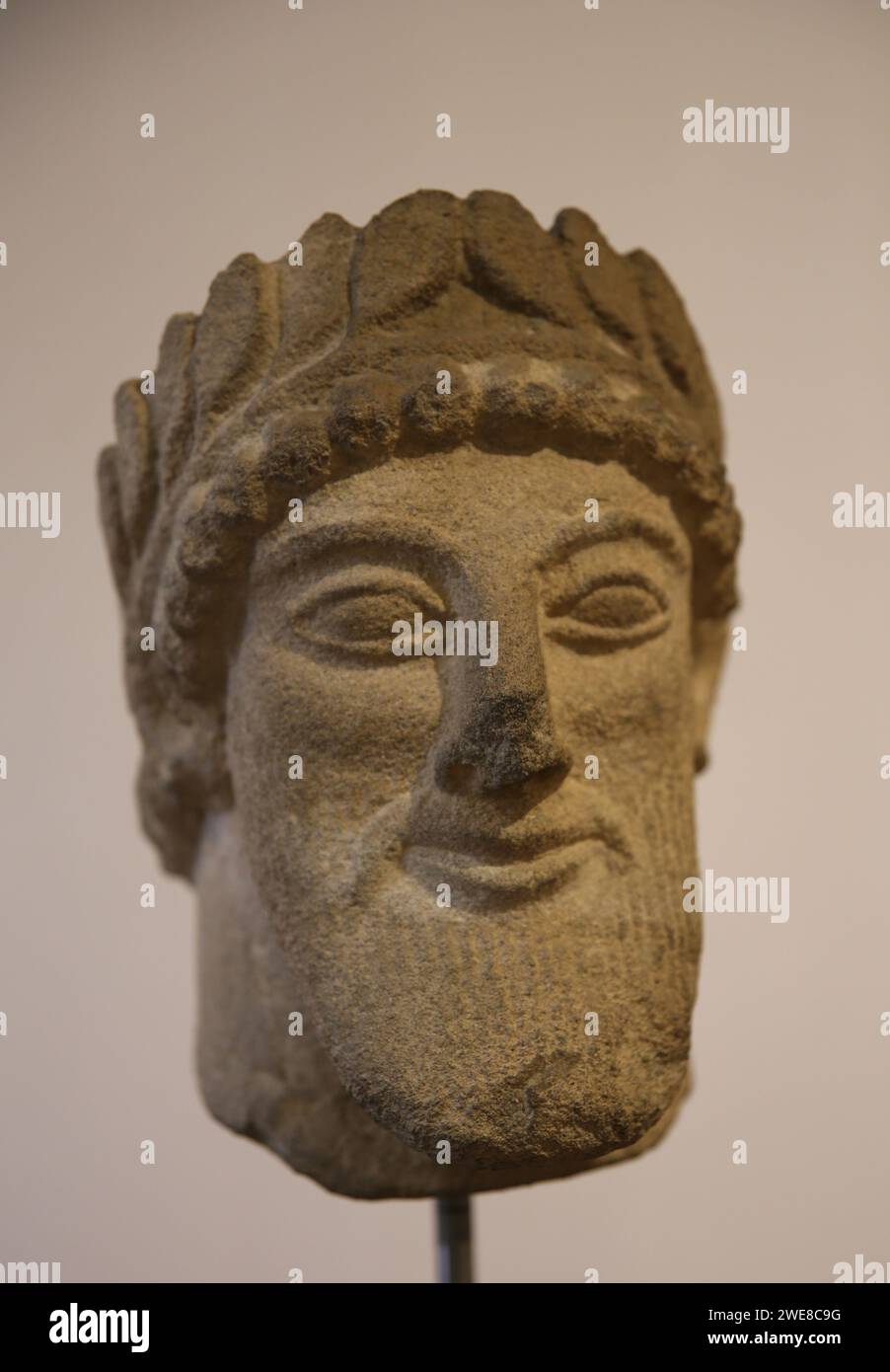 Island of Cyprus. Male head. Late 6th century B.C. Limestone. From Cyprus. Europe. Stock Photo